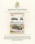 St Vincent - Bequia 1987 Cars #7 (Leaders of the World) 75c (1936 Ford Popular) imperf se-tenant pair mounted on Format International proof card