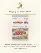 St Vincent - Bequia 1987 Cars #7 (Leaders of the World) 80c (1936 Mercedes Benz) imperf se-tenant pair mounted on Format International proof card