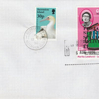 Great Britain 1996 Postal Strike cover to Ascension bearing Gugh 25p (Great Britain local) opt'd 'Postal Strike Special Delivery £1' cancelled 6 Aug plus Ascension 25p Red-footed Booby cancelled 12 Aug