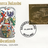 Bernera 1985 Classic Cars - 1925 Rolls Royce Phantom £12 value perforated & embossed in 22 carat gold foil on special cover with first day cancel