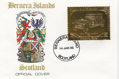 Bernera 1985 Classic Cars - 1925 Rolls Royce Phantom £12 value perforated & embossed in 22 carat gold foil on special cover with first day cancel