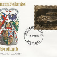 Bernera 1985 Classic Cars - 1934 Citroen £12 value perforated & embossed in 22 carat gold foil on special cover with first day cancel