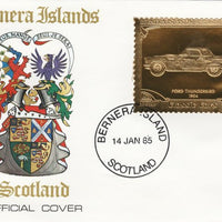 Bernera 1985 Classic Cars - 1954 Ford Thunderbird £12 value perforated & embossed in 22 carat gold foil on special cover with first day cancel