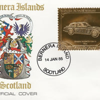 Bernera 1985 Classic Cars - 1966 Jensen Interceptor £12 value perforated & embossed in 22 carat gold foil on special cover with first day cancel