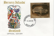 Bernera 1985 Classic Cars - 1967 NSU £12 value perforated & embossed in 22 carat gold foil on special cover with first day cancel