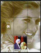 Angola 2000 Mother Teresa perf souvenir sheet with the Pope as inset & Diana in background, unmounted mint. Note this item is privately produced and is offered purely on its thematic appeal
