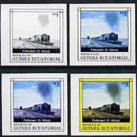Equatorial Guinea 1977 Locomotives EK5 (S African Portfontein) set of 4 imperf progressive proofs on ungummed paper comprising 1, 2, 3 and all 4 colours (as Mi 1147)