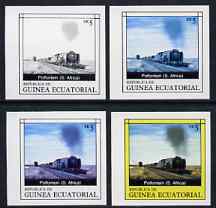 Equatorial Guinea 1977 Locomotives EK5 (S African Portfontein) set of 4 imperf progressive proofs on ungummed paper comprising 1, 2, 3 and all 4 colours (as Mi 1147)