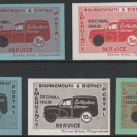 Cinderella - Great Britain 1971 Bournemouth & District Emergency Postal Service 'Collectors Corner Morris Van',set of 5 for decimal currency unmounted mint