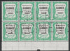 Guinea - Conakry 1987 Dove 1000f Revenue stamp in block of 8 showing complete perfin 'T.D.L.R. SPECIMEN' unmounted mint ex De La Rue archive sheet and rare thus