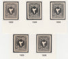 Egypt 1927-56 Postage Due 2m grey five IMPERF singles each on thin Cancelled card (different shades from various printings)