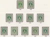 Egypt 1927-56 Postage Due 4m green eleven IMPERF singles each on thin Cancelled card (different shades from various printings)