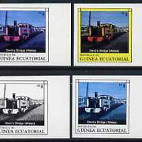 Equatorial Guinea 1977 Locomotives EK8 (Welsh Devil's Bridge) set of 4 imperf progressive proofs on ungummed paper comprising 1, 2, 3 and all 4 colours (as Mi 1148)