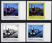 Equatorial Guinea 1977 Locomotives EK8 (Welsh Devil's Bridge) set of 4 imperf progressive proofs on ungummed paper comprising 1, 2, 3 and all 4 colours (as Mi 1148)