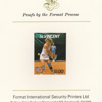 St Vincent 1987 International Tennis Players $1 Chris Evert imperf mounted on Format International Proof Card, as SG 1060