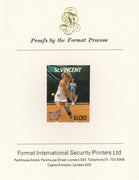 St Vincent 1987 International Tennis Players $1 Chris Evert imperf mounted on Format International Proof Card, as SG 1060