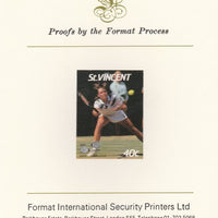 St Vincent 1987 International Tennis Players 40c Hanna Mandikova imperf mounted on Format International Proof Card, as SG 1057
