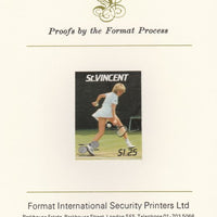 St Vincent 1987 International Tennis Players $1.25 Steffi Graf imperf mounted on Format International Proof Card, as SG 1061