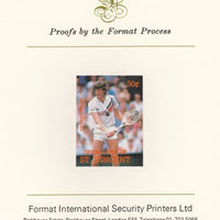 St Vincent - Grenadines 1988 International Tennis Players 50c Kevin Curran imperf mounted on Format International Proof Card, as SG 583