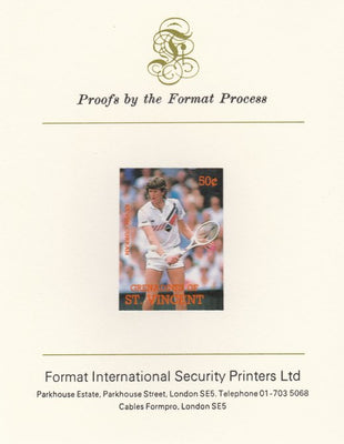 St Vincent - Grenadines 1988 International Tennis Players 50c Kevin Curran imperf mounted on Format International Proof Card, as SG 583