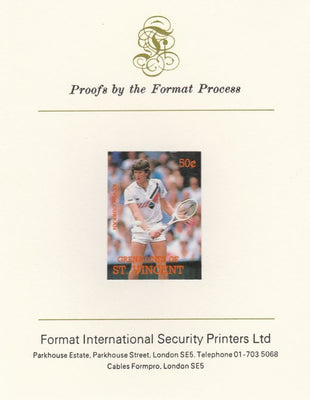 St Vincent - Grenadines 1988 International Tennis Players 50c Kevin Curran imperf mounted on Format International Proof Card, as SG 583