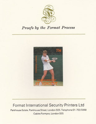 St Vincent - Grenadines 1988 International Tennis Players 75c Wendy Turnbull imperf mounted on Format International Proof Card, as SG 584