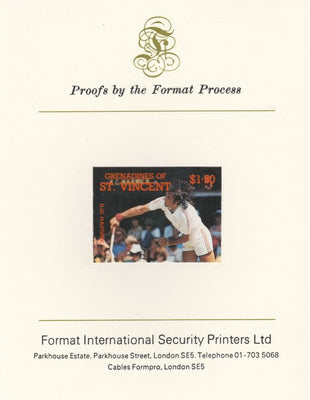 St Vincent - Grenadines 1988 International Tennis Players $1.50 Ilie Nastase imperf mounted on Format International Proof Card, as SG 586