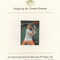 St Vincent - Grenadines 1988 International Tennis Players $3 Bjorn Borg imperf mounted on Format International Proof Card, as SG 588
