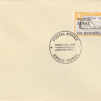 Guernsey - Alderney 1971 Postal Strike cover to Bermuda bearing Dart Herald 1s overprinted Europa 1965 additionally overprinted 'POSTAL STRIKE VIA BERMUDA £6' cancelled with World Delivery postmark