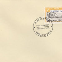 Guernsey - Alderney 1971 Postal Strike cover to Bahamas bearing Dart Herald 1s overprinted Europa 1965 additionally overprinted 'POSTAL STRIKE VIA BAHAMAS £6' cancelled with World Delivery postmark