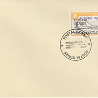 Guernsey - Alderney 1971 Postal Strike cover to Jamaica bearing Dart Herald 1s overprinted Europa 1965 additionally overprinted 'POSTAL STRIKE VIA JAMAICA £5' cancelled with World Delivery postmark