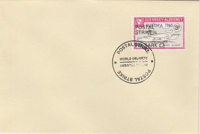 Guernsey - Alderney 1971 Postal Strike cover to Sark bearing Flying Boat Saro Cloud 3d overprinted Europa 1965 additionally overprinted 'POSTAL STRIKE VIA SARK £3' cancelled with World Delivery postmark