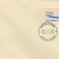 Guernsey - Alderney 1971 Postal Strike cover to Herm bearing 1967 DC-3 6d overprinted 'POSTAL STRIKE VIA HERM £3' cancelled with World Delivery postmark