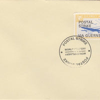 Guernsey - Alderney 1971 Postal Strike cover to Guernsey bearing 1967 DC-3 6d overprinted 'POSTAL STRIKE VIA GUERNSEY £3' cancelled with World Delivery postmark