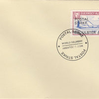 Guernsey - Alderney 1971 Postal Strike cover to Ulster bearing 1967 Dart Herald 1s overprinted 'POSTAL STRIKE VIA ULSTER £3' cancelled with World Delivery postmark