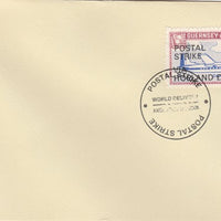 Guernsey - Alderney 1971 Postal Strike cover to Holland bearing 1967 Dart Herald 1s overprinted 'POSTAL STRIKE VIA HOLLAND £4' cancelled with World Delivery postmark