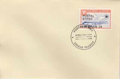 Guernsey - Alderney 1971 Postal Strike cover to Spain bearing 1967 Viscount 3s overprinted 'POSTAL STRIKE VIA SPAIN £4' cancelled with World Delivery postmark
