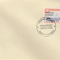 Guernsey - Alderney 1971 Postal Strike cover to Cyprus bearing 1967 Viscount 3s overprinted 'POSTAL STRIKE VIA CYPRUS £5' cancelled with World Delivery postmark