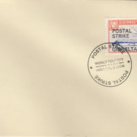 Guernsey - Alderney 1971 Postal Strike cover to Gibraltar bearing 1967 Viscount 3s overprinted 'POSTAL STRIKE VIA GIBRALTAR £5' cancelled with World Delivery postmark