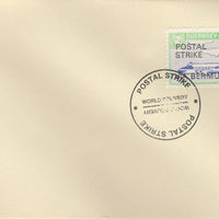 Guernsey - Alderney 1971 Postal Strike cover to Bermuda bearing 1967 Heron 1s6d overprinted 'POSTAL STRIKE VIA BERMUDA £6' cancelled with World Delivery postmark