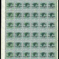 Bahamas 1942 KG6 Landfall of Columbus 1/2d green complete left pane of 60 including plate varieties R9/4 (thin L in Half) & R 10/1 (rounded lower left corner) plus overprint varieties R1/2 (Flaw in N), R1/4 (Damaged top of L), R2/……Details Below