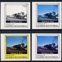 Equatorial Guinea 1977 Locomotives EK75 (S African Rosmead) set of 4 imperf progressive proofs on ungummed paper comprising 1, 2, 3 and all 4 colours (as Mi 1151)
