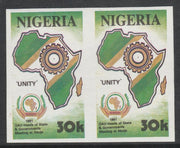 Nigeria 1988 25th Anniversary of OAU - Map of Africa 30k imperf pair unmounted mint as SG 608