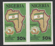 Nigeria 1988 25th Anniversary of OAU - Map of Africa 50k imperf pair unmounted mint as SG 609