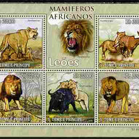 St Thomas & Prince Islands 2010 Animals of Africa - Lions perf sheetlet containing 5 values unmounted mint