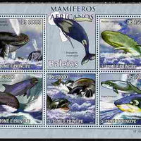 St Thomas & Prince Islands 2010 Animals of Africa - Whales perf sheetlet containing 5 values unmounted mint