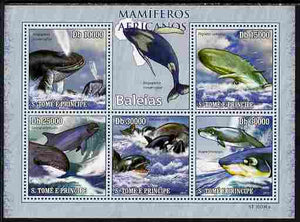 St Thomas & Prince Islands 2010 Animals of Africa - Whales perf sheetlet containing 5 values unmounted mint