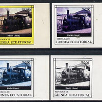 Equatorial Guinea 1977 Locomotives EK200 (Java Kediri) set of 4 imperf progressive proofs on ungummed paper comprising 1, 2, 3 and all 4 colours (as Mi 1152)