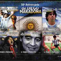 St Thomas & Prince Islands 2010 Diego Maradona perf sheetlet containing 5 values unmounted mint