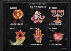 St Thomas & Prince Islands 2010 In Memory of Holocaust Victims perf sheetlet containing 5 values unmounted mint